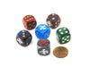 Pack of 6 Chessex Custom Engraved 16mm D6 Assorted Style Dice - Fleur-de-lis