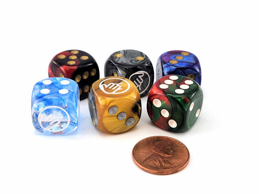 Pack of 6 Chessex Custom Engraved 16mm D6 Assorted Style Dice - Face Palm