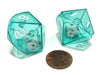 Set of 2 D10 26mm Double Dice, 2-In-1 Dice - White Inside Translucent Green Die