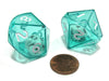 Set of 2 D10 26mm Double Dice, 2-In-1 Dice - White Inside Translucent Green Die