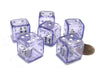 Set of 6 D6 19mm Double Dice, 2-In-1 Dice - White Inside Translucent Purple Die
