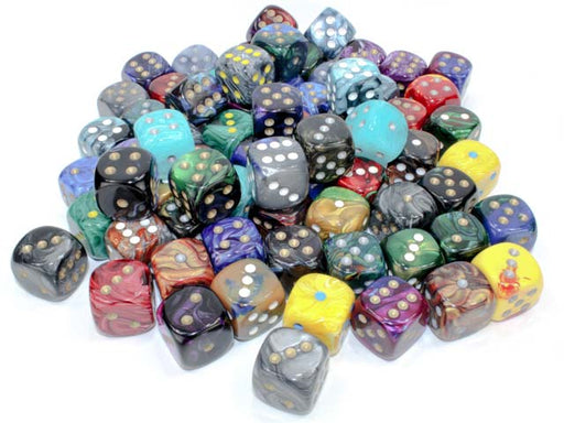 Pack of 72 20mm 6-Sided Chessex Dice with Pips - 2 each of 36 Different Styles