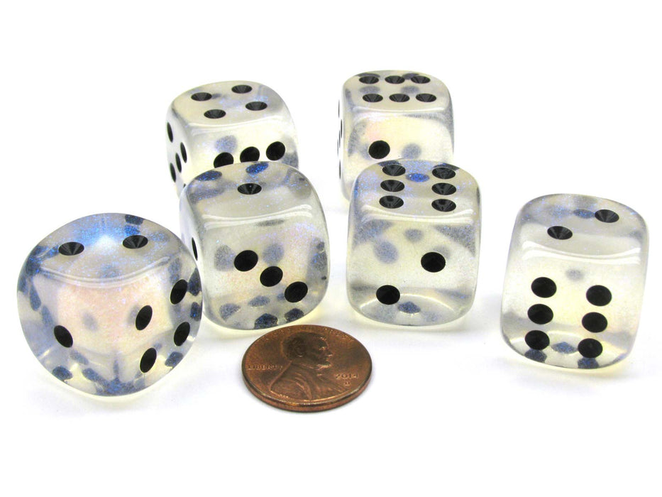 Borealis 20mm Big D6 Chessex Dice, 6 Pieces - Aquerple with Black Pips