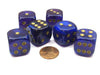 Borealis 20mm Big D6 Chessex Dice, 6 Pieces - Royal Purple with Gold Pips