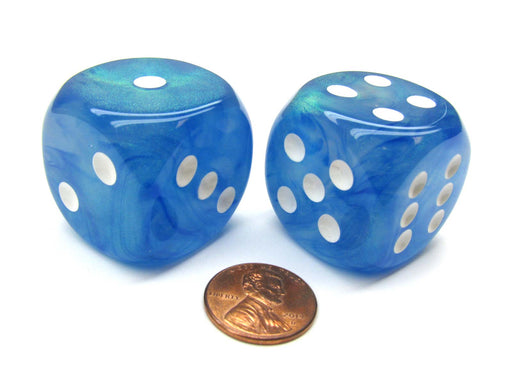 Borealis 30mm Large D6 Chessex Dice, 2 Pieces - Sky Blue with White Pips