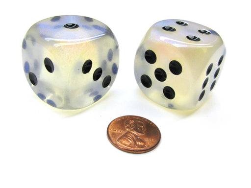 Borealis 30mm Large D6 Chessex Dice, 2 Pieces - Aquerple with Black Pips
