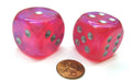 Borealis 30mm Large D6 Chessex Dice, 2 Pieces - Pink with Silver Pips