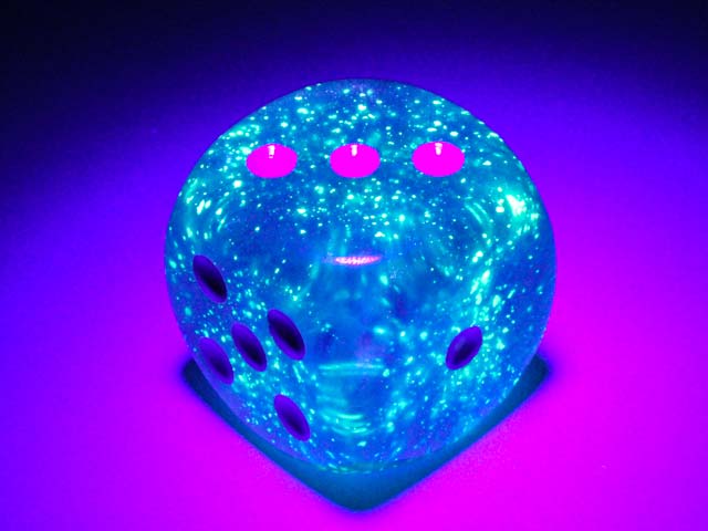 Luminary Borealis 30mm Large D6 Dice, 2 Pieces - Purple with White Pips