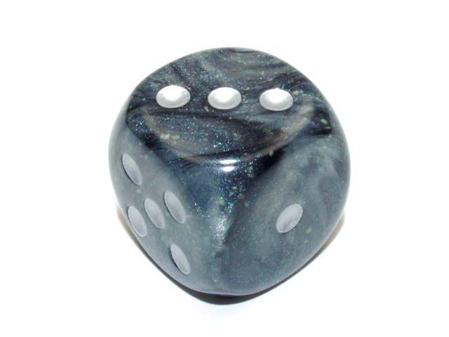 Luminary Borealis 30mm Large D6 Dice, 2 Pieces - Smoke with Silver Pips