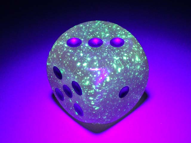Luminary Borealis 30mm Large D6 Dice, 2 Pieces - Pink with Silver Pips