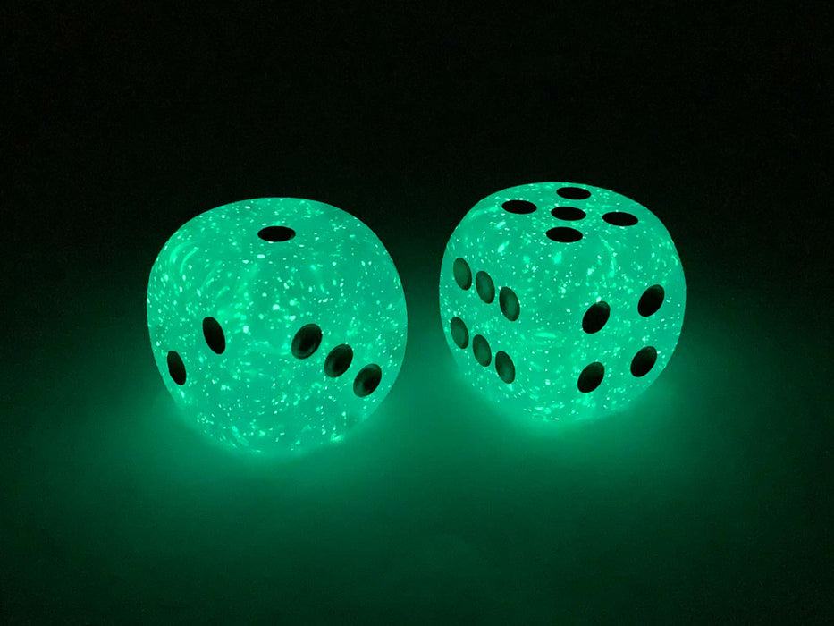 Luminary Borealis 30mm Large D6 Chessex Dice, 2 Pieces - Teal with Gold Pip