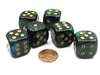 Scarab 20mm Big D6 Chessex Dice, 6 Pieces - Jade with Gold Pips