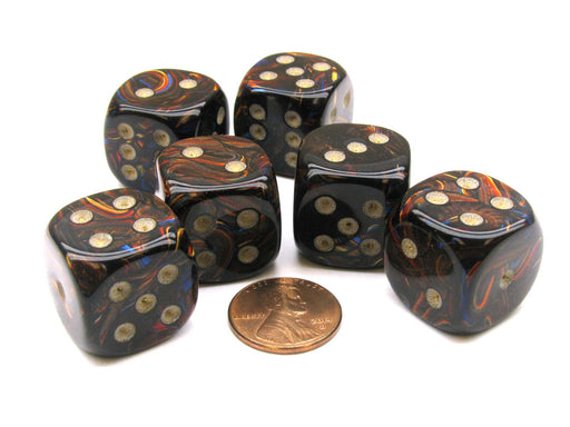 Scarab 20mm Big D6 Chessex Dice, 6 Pieces - Blue Blood with Gold Pips