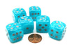 Cirrus 20mm Big D6 Chessex Dice, 6 Pieces - Aqua with Silver Pips