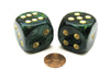 Scarab 30mm Large D6 Chessex Dice, 2 Pieces - Jade with Gold Numbers
