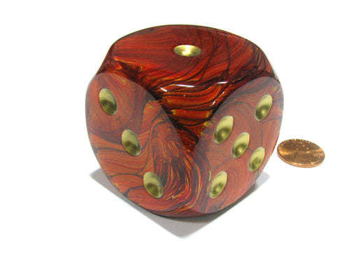 Scarab 50mm Huge Large D6 Chessex Dice, 1 Piece - Scarlet with Gold Pips
