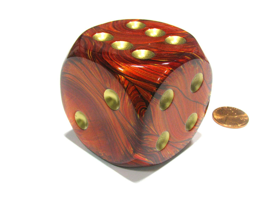 Scarab 50mm Huge Large D6 Chessex Dice, 1 Piece - Scarlet with Gold Pips