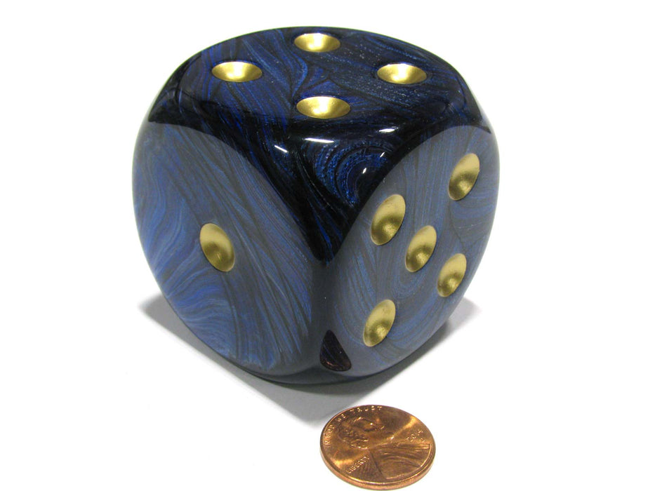 Scarab 50mm Huge Large D6 Chessex Dice, 1 Piece - Royal Blue with Gold Pips