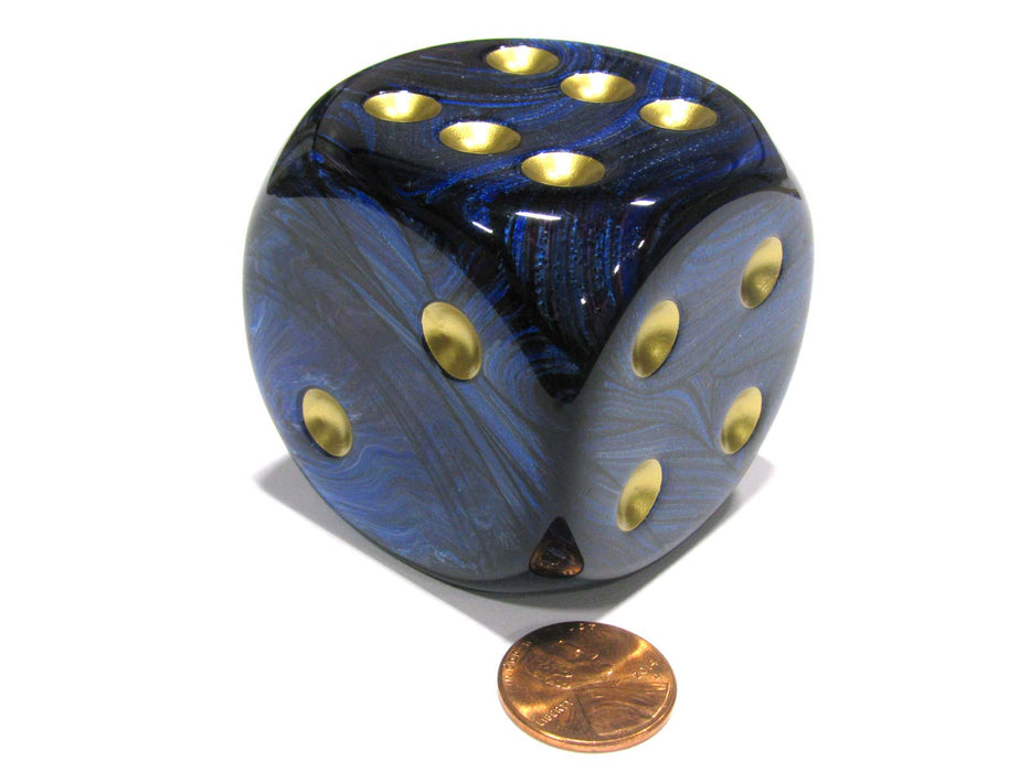 Scarab 50mm Huge Large D6 Chessex Dice, 1 Piece - Royal Blue with Gold Pips