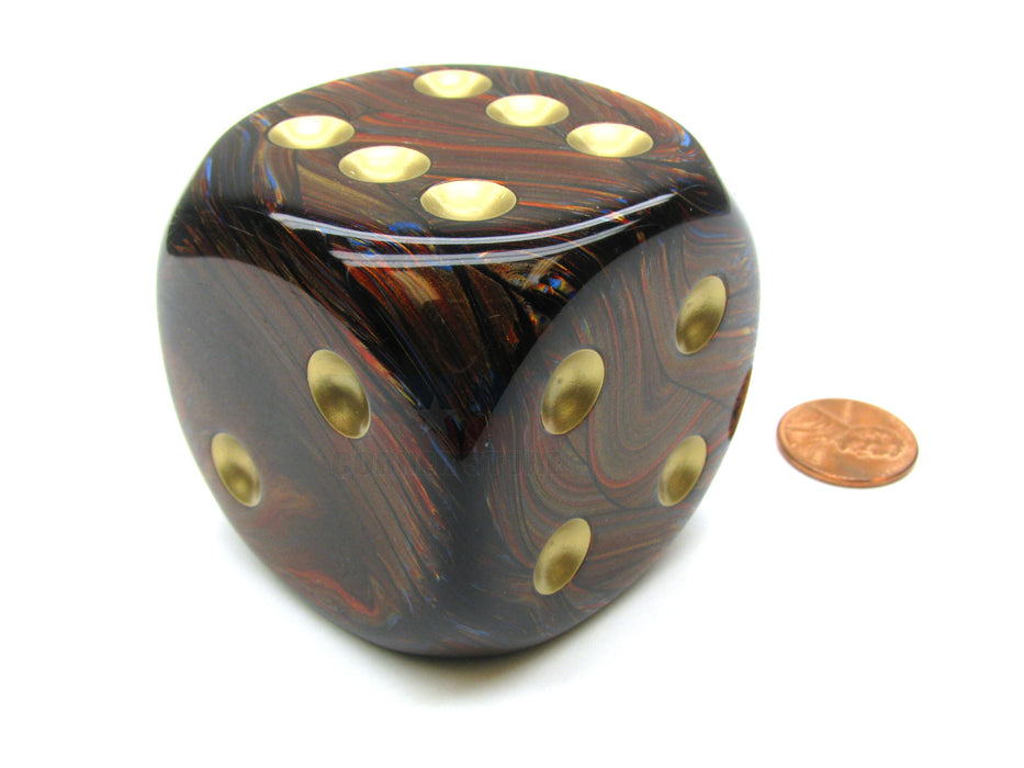 Scarab 50mm Huge Large D6 Chessex Dice, 1 Piece - Blue Blood with Gold Pips