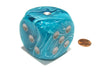 Cirrus 50mm Huge Large D6 Chessex Dice, 1 Piece - Aqua with Silver Pips