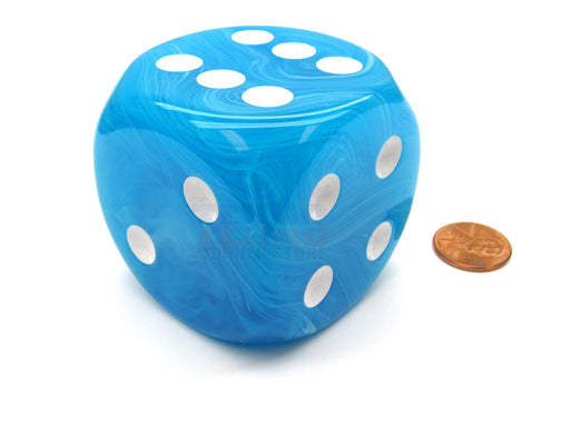 Cirrus 50mm Huge Large D6 Chessex Dice, 1 Piece - Light Blue with White Pips