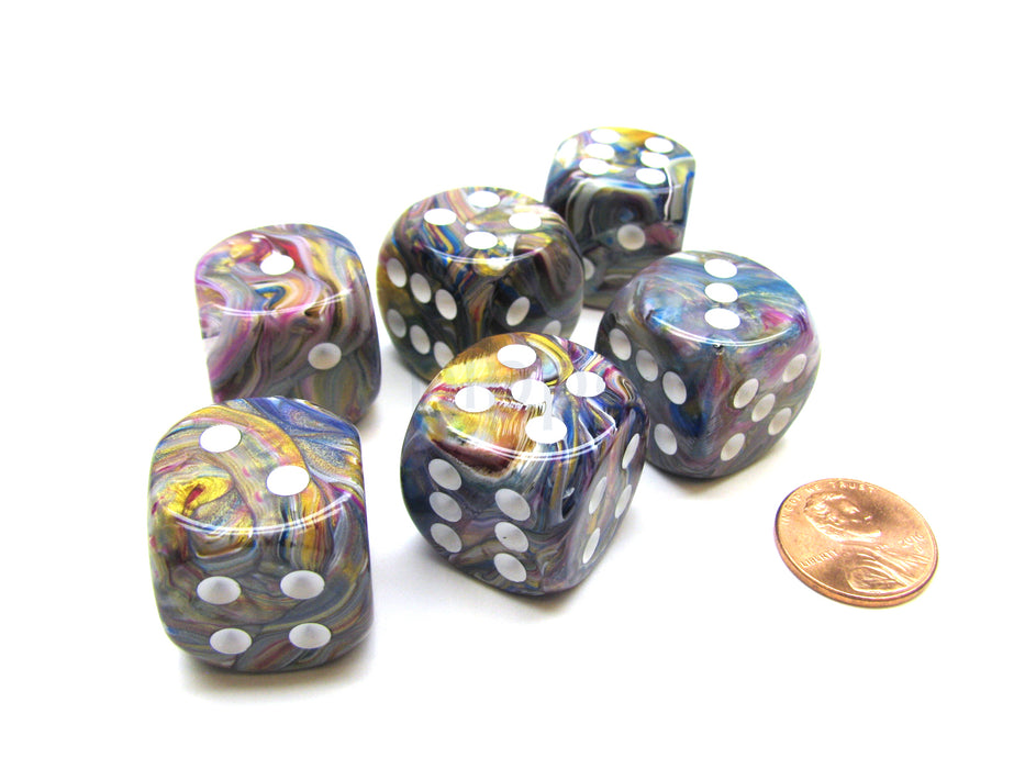 Festive 20mm Big D6 Chessex Dice, 6 Pieces - Carousel with White Pips