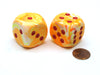 Festive 30mm Large D6 Chessex Dice, 2 Pieces - Sunburst with Red Pips