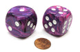 Festive 30mm Large D6 Chessex Dice, 2 Pieces - Violet with White Pips