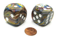 Festive 30mm Large D6 Chessex Dice, 2 Pieces - Carousel with White Pips