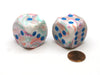 Festive 30mm Large D6 Chessex Dice, 2 Pieces - Pop Art with Blue Pips