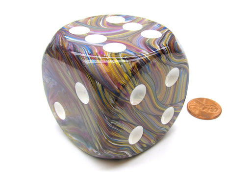 Festive 50mm Huge Large D6 Chessex Dice, 1 Piece - Carousel with White Pips