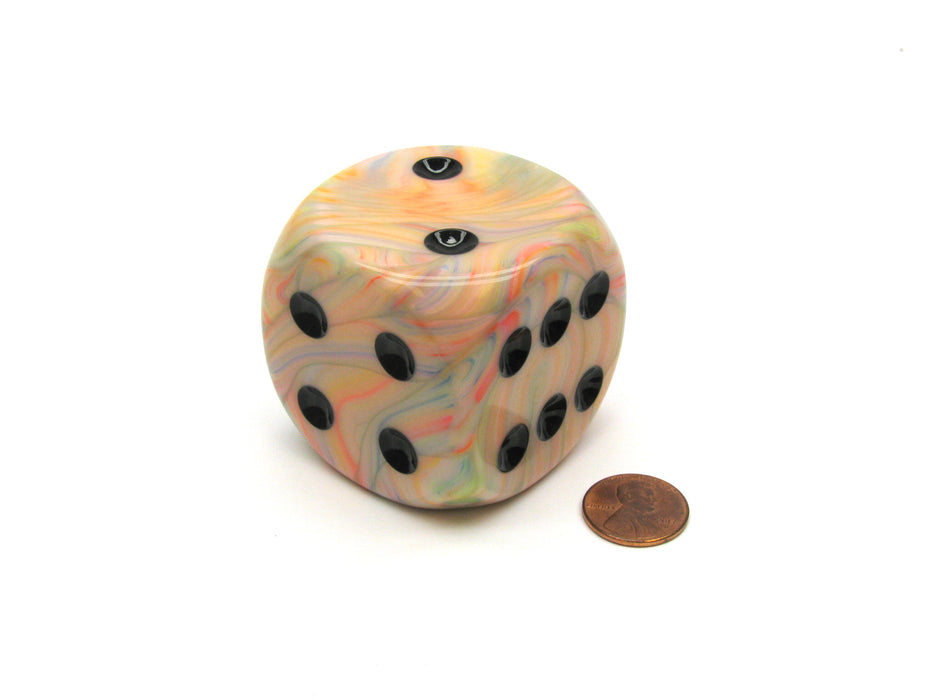 Festive 50mm Huge Large D6 Chessex Dice, 1 Piece - Circus with Black Pips