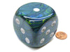Festive 50mm Huge Large D6 Chessex Dice, 1 Piece - Green with Silver Pips