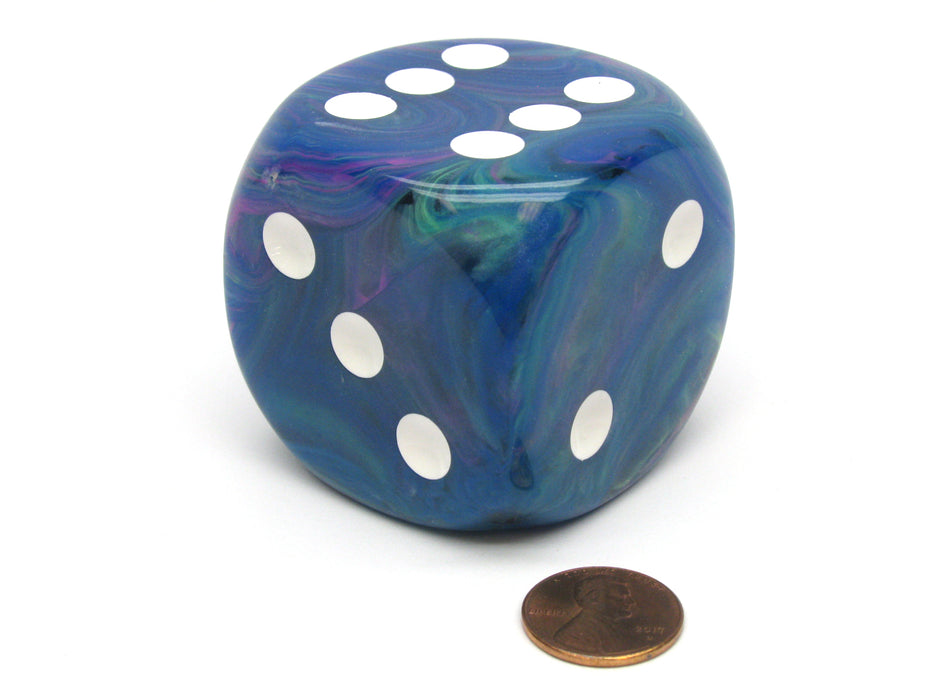 Festive 50mm Huge Large D6 Chessex Dice, 1 Piece - Waterlily with White Pips