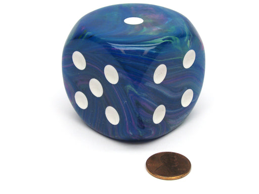 Festive 50mm Huge Large D6 Chessex Dice, 1 Piece - Waterlily with White Pips