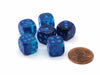 Luminary Gemini 12mm Small D6 Dice, 6 Pieces - Blue-Blue with Light Blue Numbers