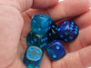 Luminary Gemini 16mm D6 Dice, 6 Pieces - Blue-Blue with Light Blue Numbers