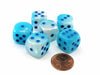 Luminary Gemini 16mm D6 Dice, 6 Pieces - Pearl Turquoise-White with Blue Numbers