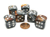 Gemini 20mm Big D6 Chessex Dice, 6 Pieces - Copper-Steel with White Pips