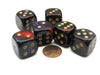 Gemini 20mm Big D6 Chessex Dice, 6 Pieces - Purple-Red with Gold Pips