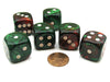 Gemini 20mm Big D6 Chessex Dice, 6 Pieces - Green-Red with White Pips