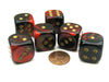 Gemini 20mm Big D6 Chessex Dice, 6 Pieces - Black-Red with Gold Pips