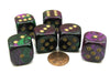 Gemini 20mm Big D6 Chessex Dice, 6 Pieces - Green-Purple with Gold Pips