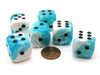 Gemini 20mm Big D6 Chessex Dice, 6 Pieces - Teal-White with Black Pips