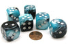 Gemini 20mm Big D6 Chessex Dice, 6 Pieces - Black-Shell with White Pips