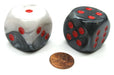 Gemini 30mm Large D6 Chessex Dice, 2 Pieces - Black-White with Red Pips
