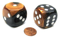 Gemini 30mm Large D6 Chessex Dice, 2 Pieces - Black-Copper with White Pips