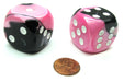 Gemini 30mm Large D6 Chessex Dice, 2 Pieces - Black-Pink with White Pips