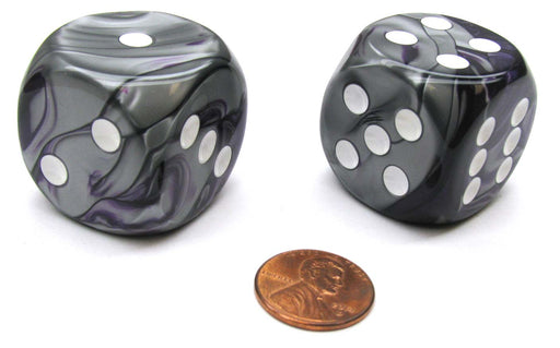 Gemini 30mm Large D6 Chessex Dice, 2 Pieces - Purple-Steel with White Pips